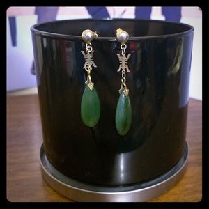 Gold and Jade Earrings